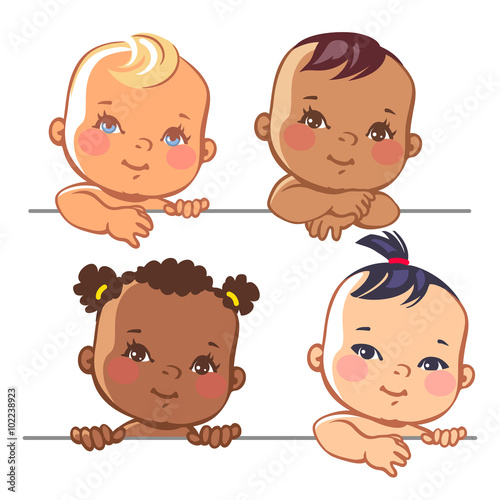 Set of cute little baby girls