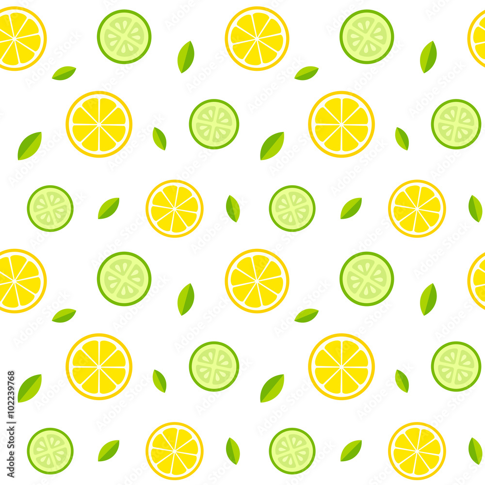 Seamless lemon and cucumber pattern