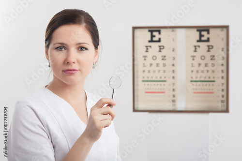 Eye chart for testing visual acuity.