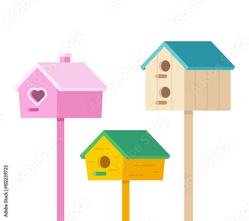Cartoon birdhouses set