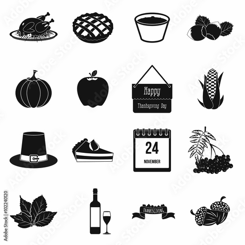 Thanksgiving day black simple icons