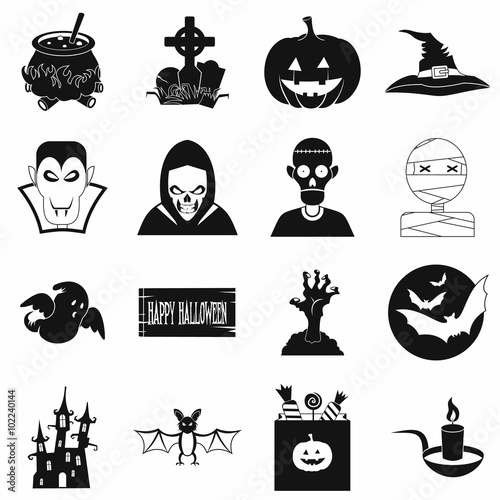 Halloween black simple icons