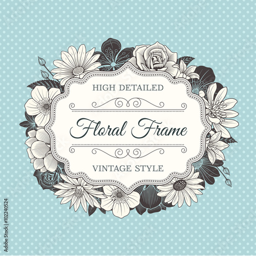Vector Flower Frame label