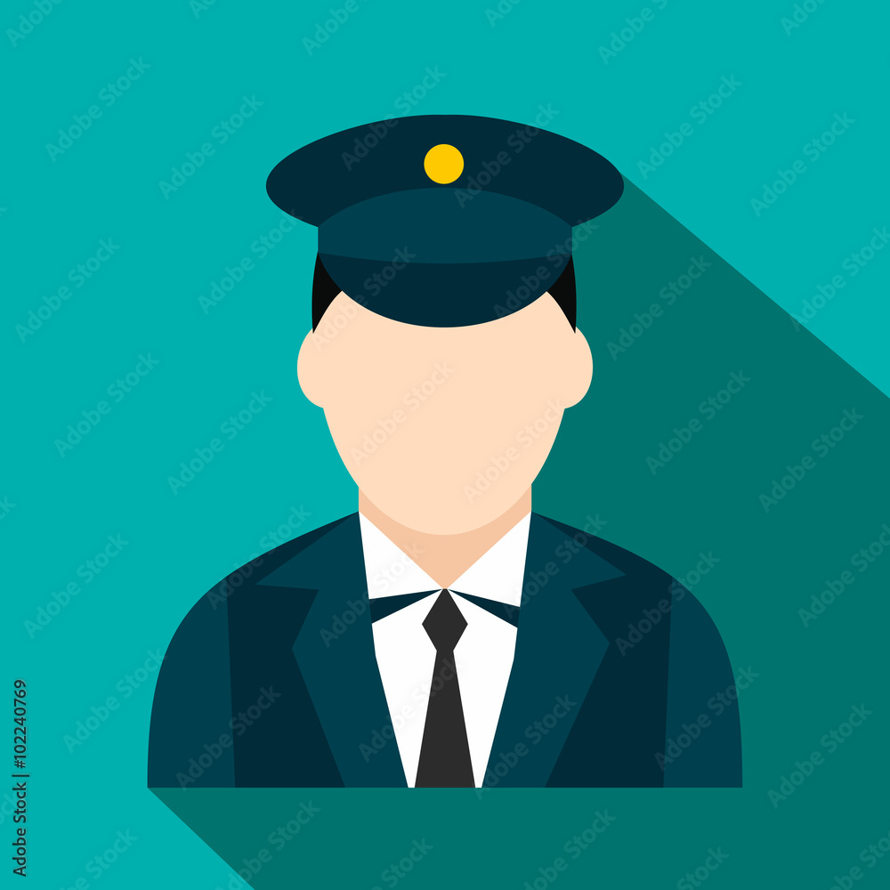 Train conductor flat icon