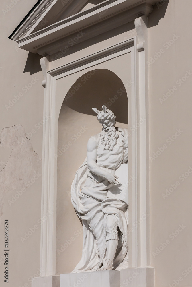 Lithuania. Vilnius. Sculpture at the Cathedral of St. Stanislaus and St. Vladislav