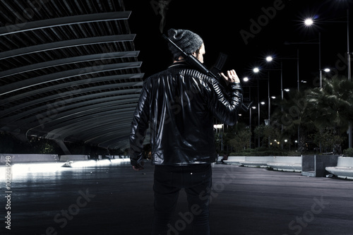 Photography Criminal guy armed with weapon