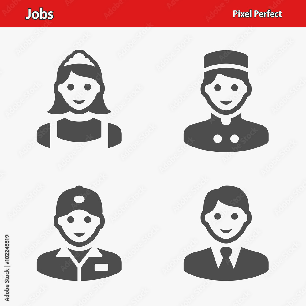 Jobs Icons. Professional, pixel perfect icons optimized for both large and small resolutions. EPS 8 format.