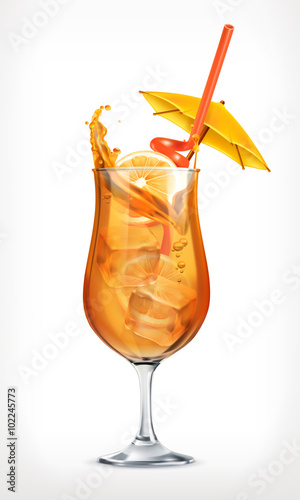 Summer cocktail, vector icon