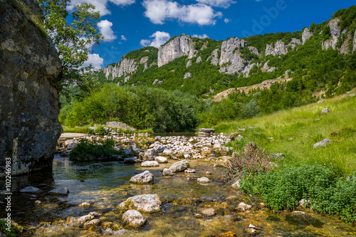 River Komarnica in the mountains of Montenegro. Beautiful summer day.