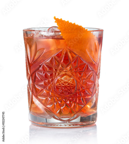 Classic Negroni cocktail isolated on white