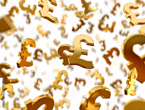 Fotografía Golden pound sterling signs raining.