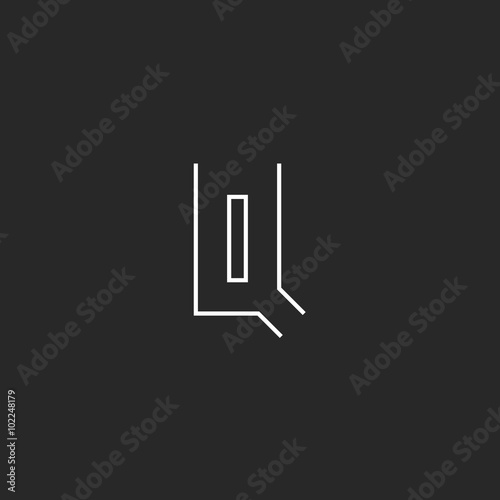 Letter Q logo monogram initial typography design element, graphic geometric thin line hipster emblem