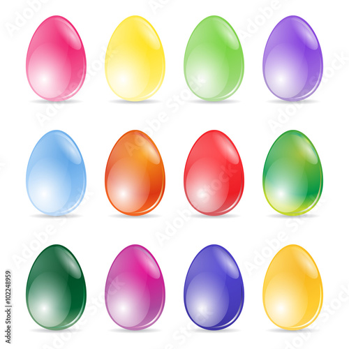 Set of glossy colorful Easter Eggs. Vector illustration.