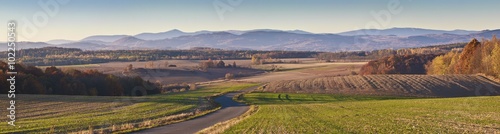 Beautiful autumn panorama of Karkonosze mountains in Poland