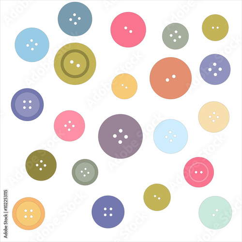 Cute colorful buttons on a white background