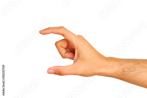 Man hand isolated on white background.