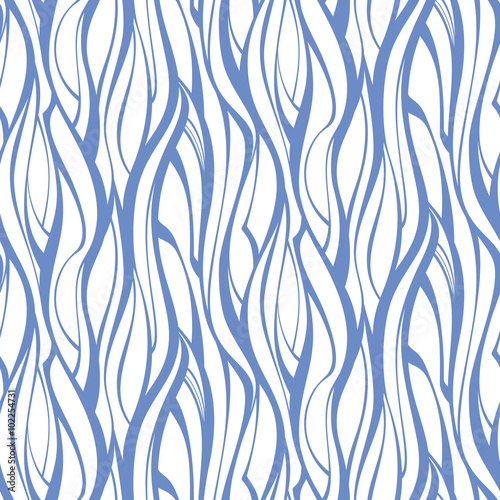 Vector seamless pattern with blue wavy lines