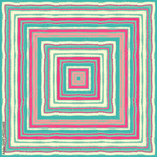 Seamless striped, rectangle, ornamental pattern. Square lines with torn paper effect. Shred edge background. Pastel cold turquoise, gray, rose, magenta colored. Winter sunrise theme. Vector
