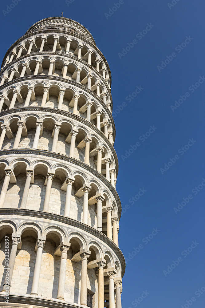 Detail of the Tower of Pisa, Tuscany, Italy