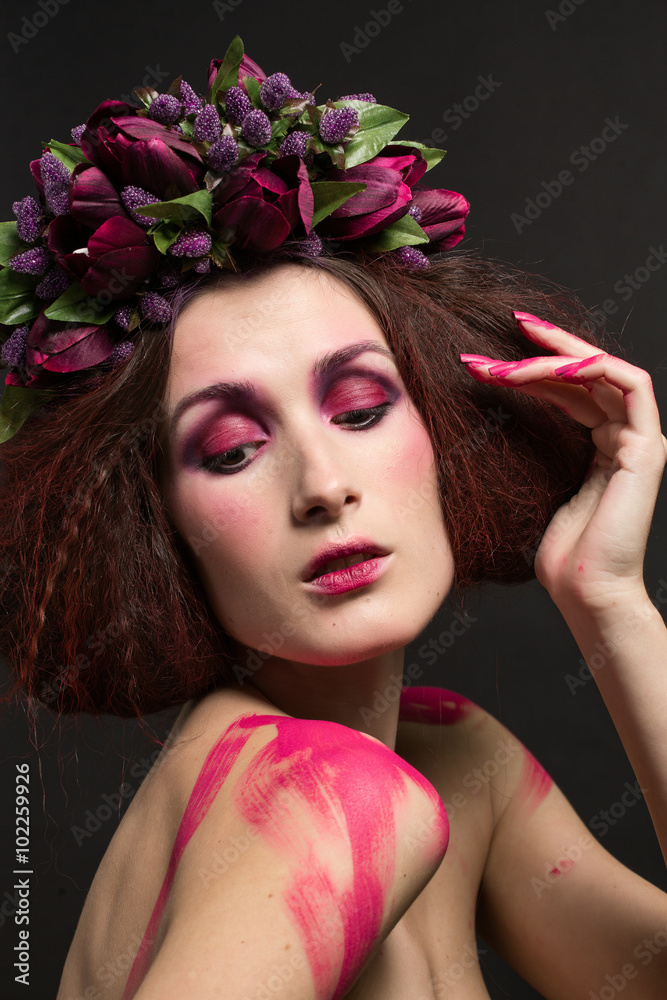  girls with beautiful flowers on the head and a stylish makeover