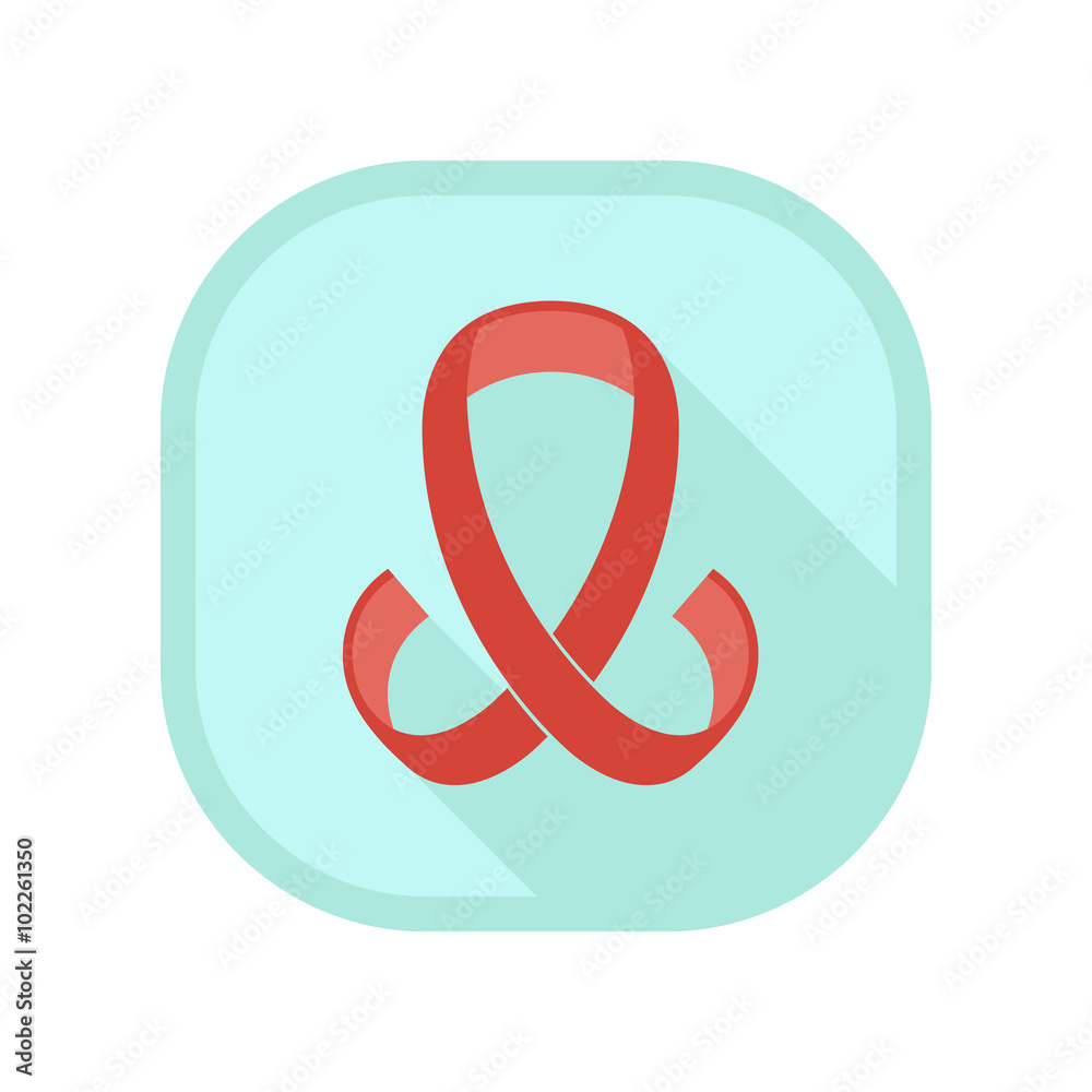Awareness Ribbons icon on blue square with long shadow effect Awareness Ribbons icon on blue square with long shadow effect