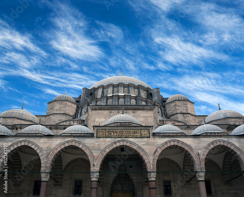 Panorama of Suleymaniye Mosque in Istanbul, Turkey