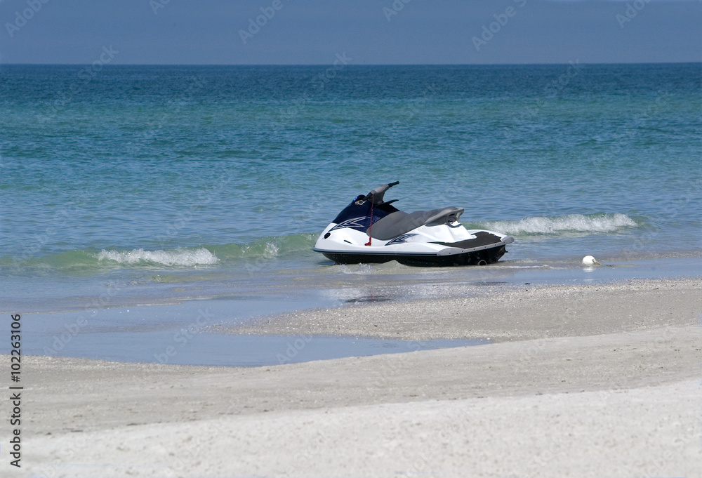 Wave Runner or Jet Ski anchored on St. Pete Beach Florida.