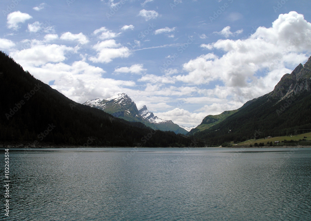 Lake Sufers between mountains, Switzerland.