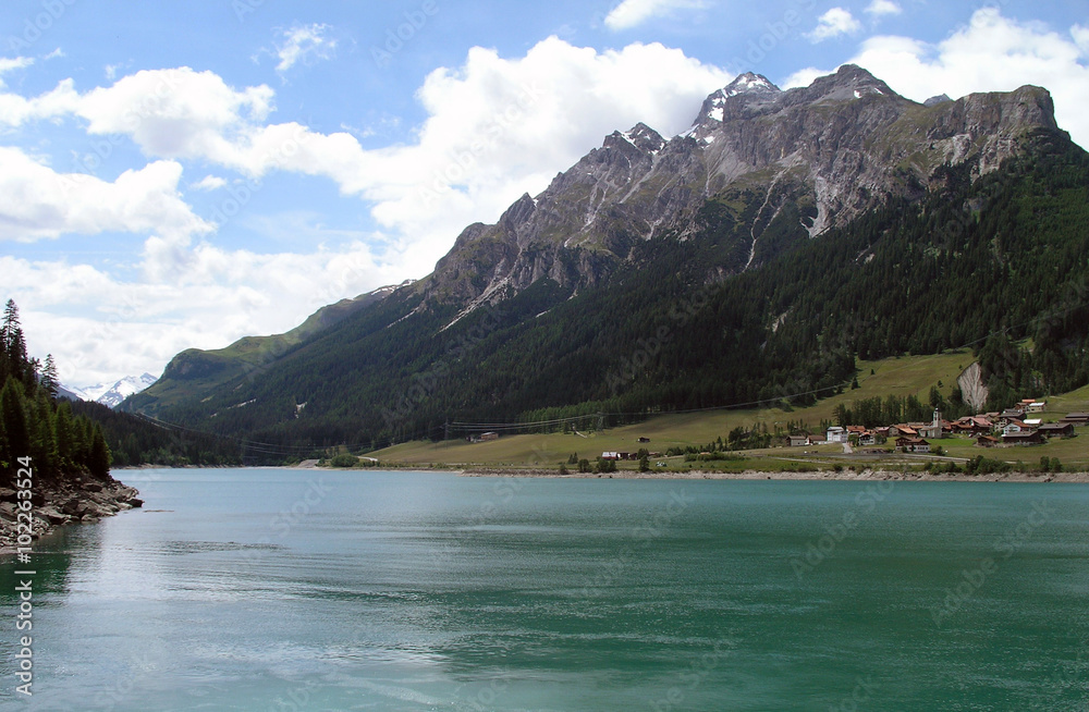 Lake between mountains, Switzerland.