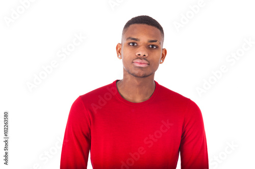 Portrait of a young african american man isolated on white backg