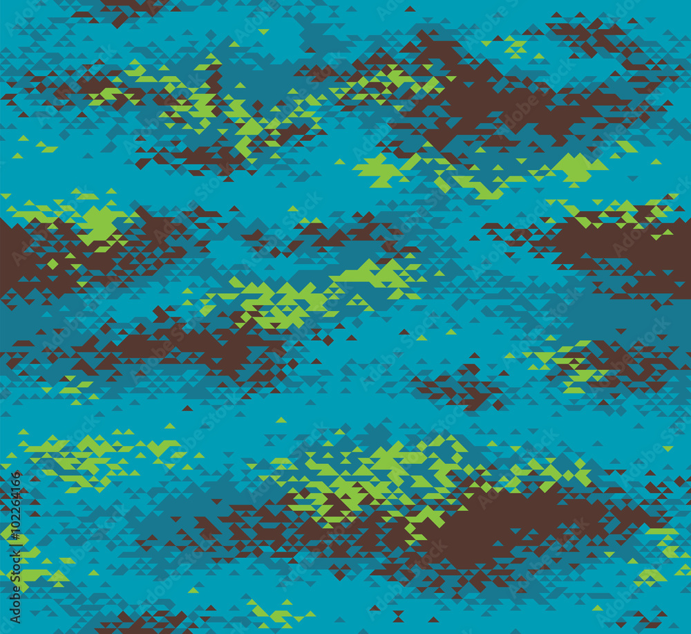 Modern triangular camouflage seamless pattern blue