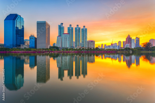Cityscape modern condominium  Bangkok  Thailand at twilgiht sky 
