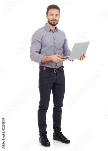Cheerful man with a laptop