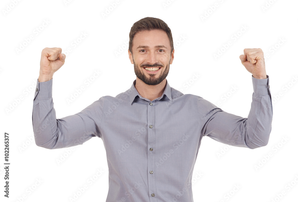 Fototapeta premium Cheerful businessman celebrating
