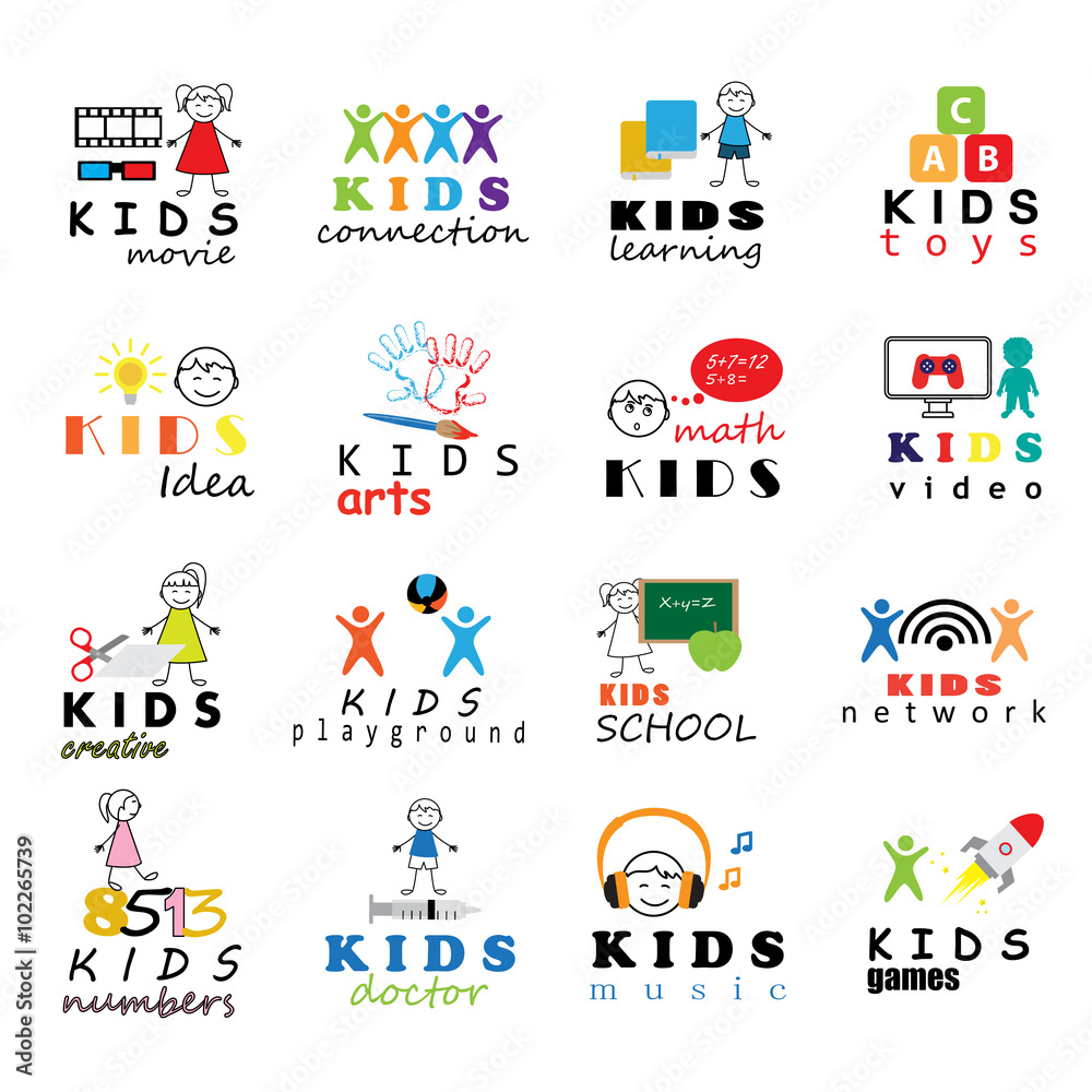 Children Icons Set - Vector Illustration, Graphic Design. Collection Of Color Icons, For Web, Websites, Print, Presentation Templates, Mobile Applications And Promotional Materials