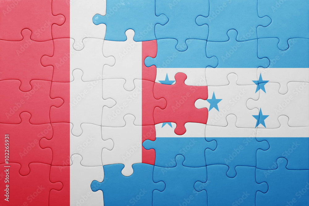 puzzle with the national flag of honduras and peru puzzle with the national flag of honduras and peru
