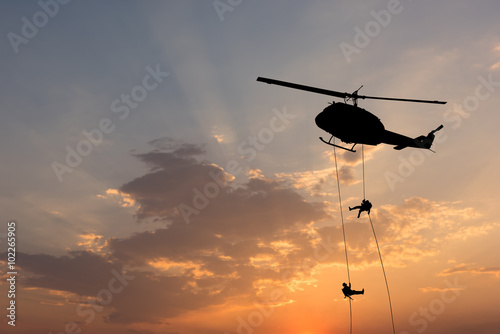 Helicopter, soldiers rescue helicopter operations
