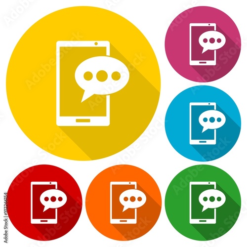Voice message icons set with long shadow