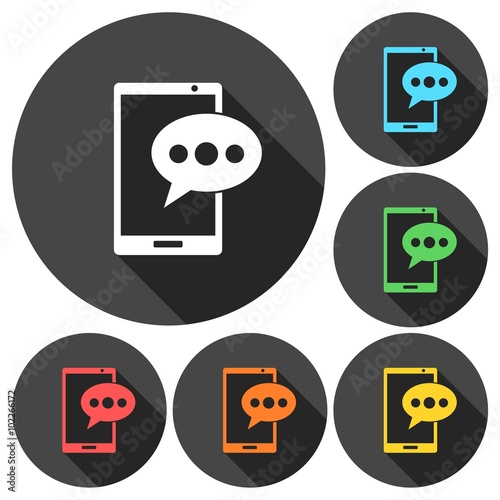 Voice message icons set with long shadow