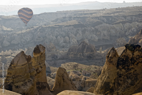 Hot Air Ballons flying on the sky of Cappadocia.Turkey.