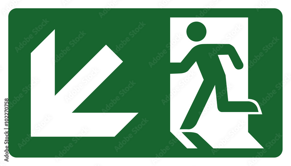signpost, leave, enter or pass through the door down the left signpost, leave, enter or pass through the door down the left
