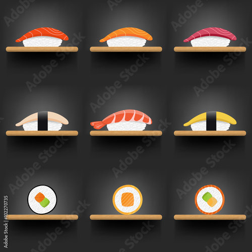 Sushi set on background
