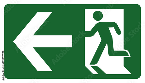 signpost, leave, enter or pass through the door on the left