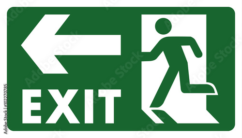 signpost, leave, enter or pass through the door on the left