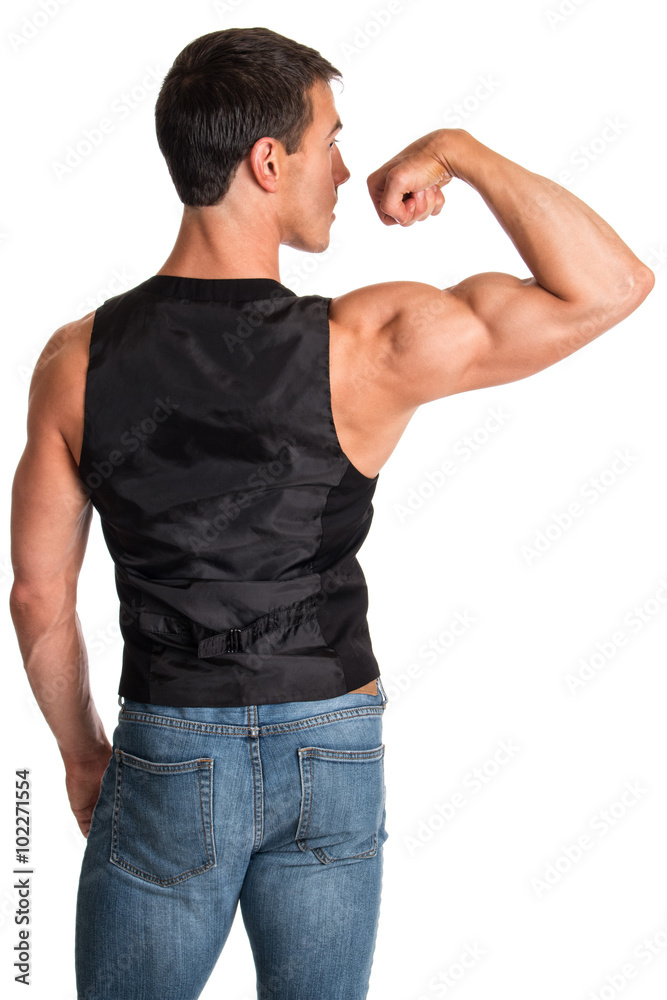 Bodybuilder Posing on White Bodybuilder Posing on White