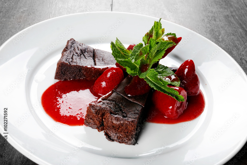 Chocolate cake wth strawberry and chili Chocolate cake wth strawberry and chili