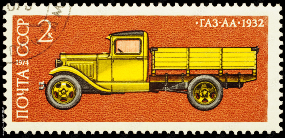 Old russian lorry GAS-AA (1932) on postage stamp