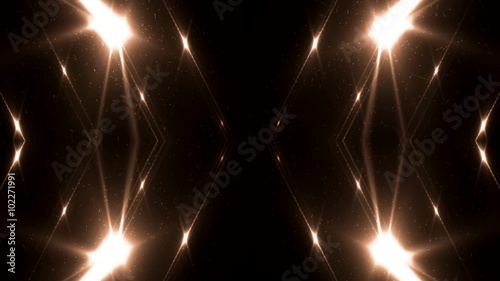 Fractal orange kaleidoscopic background with particles. Disco spectrum lights concert spot bulb. More sets footage in my portfolio.