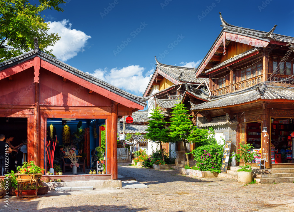 Wooden traditional Chinese houses in the Old Town of Lijiang Wooden traditional Chinese houses in the Old Town of Lijiang