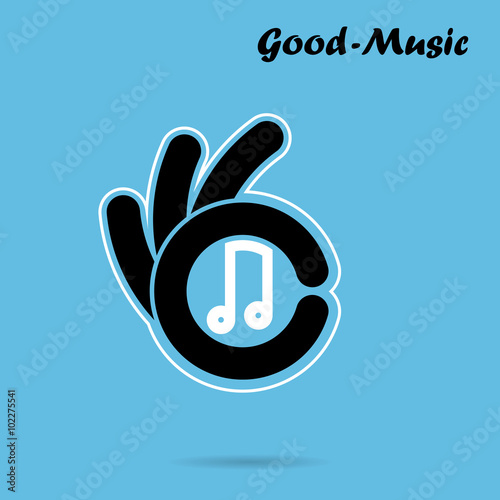 Creative hand icon abstract logo design vector template.Music an